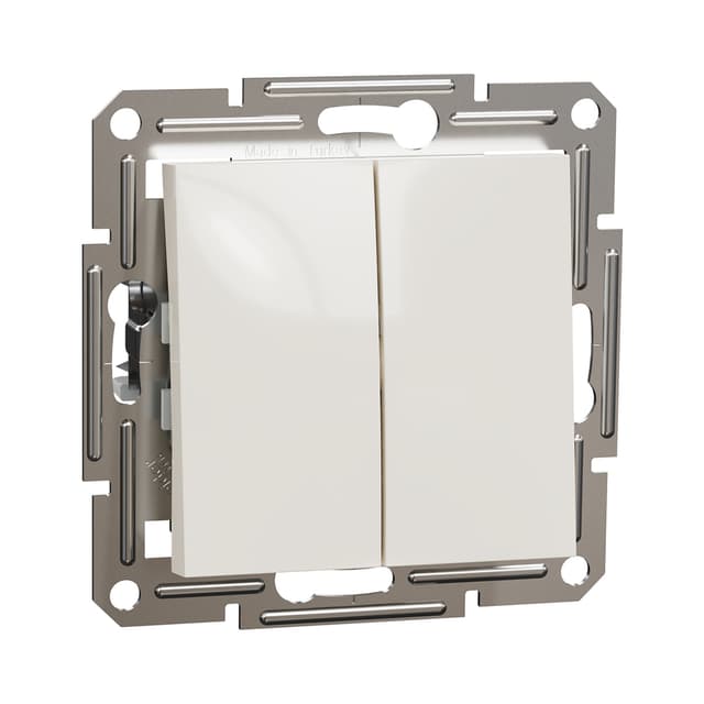 Переключатель двухклавишный, SE, EPH0670123, Asfora механизм быстрозажим. клеммы кремовый