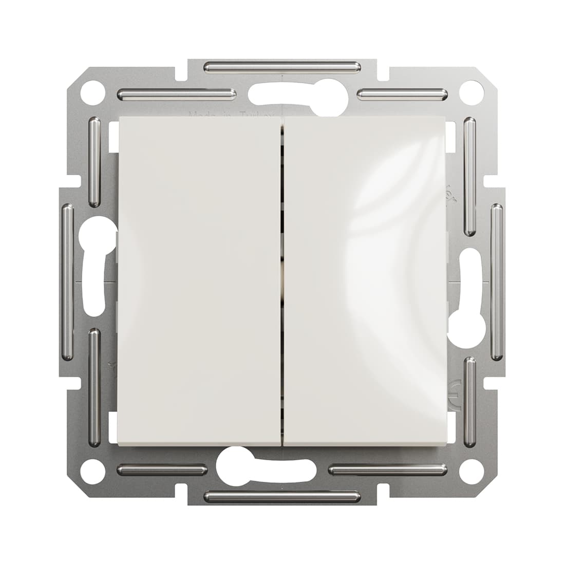 Переключатель двухклавишный, SE, EPH0670123, Asfora механизм быстрозажим. клеммы кремовый