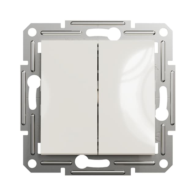 Переключатель двухклавишный, SE, EPH0670123, Asfora механизм быстрозажим. клеммы кремовый