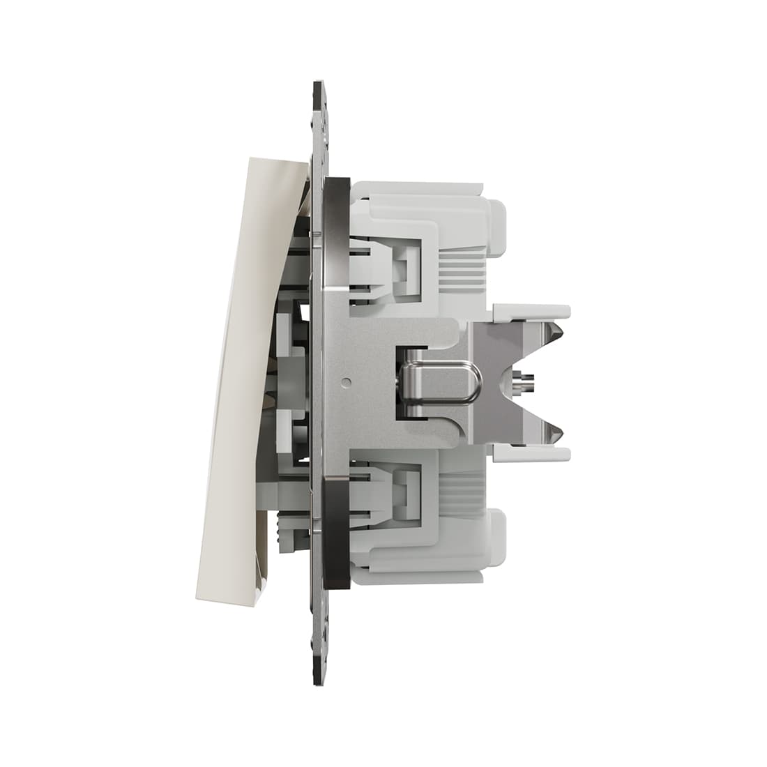 Переключатель двухклавишный, SE, EPH0670123, Asfora механизм быстрозажим. клеммы кремовый