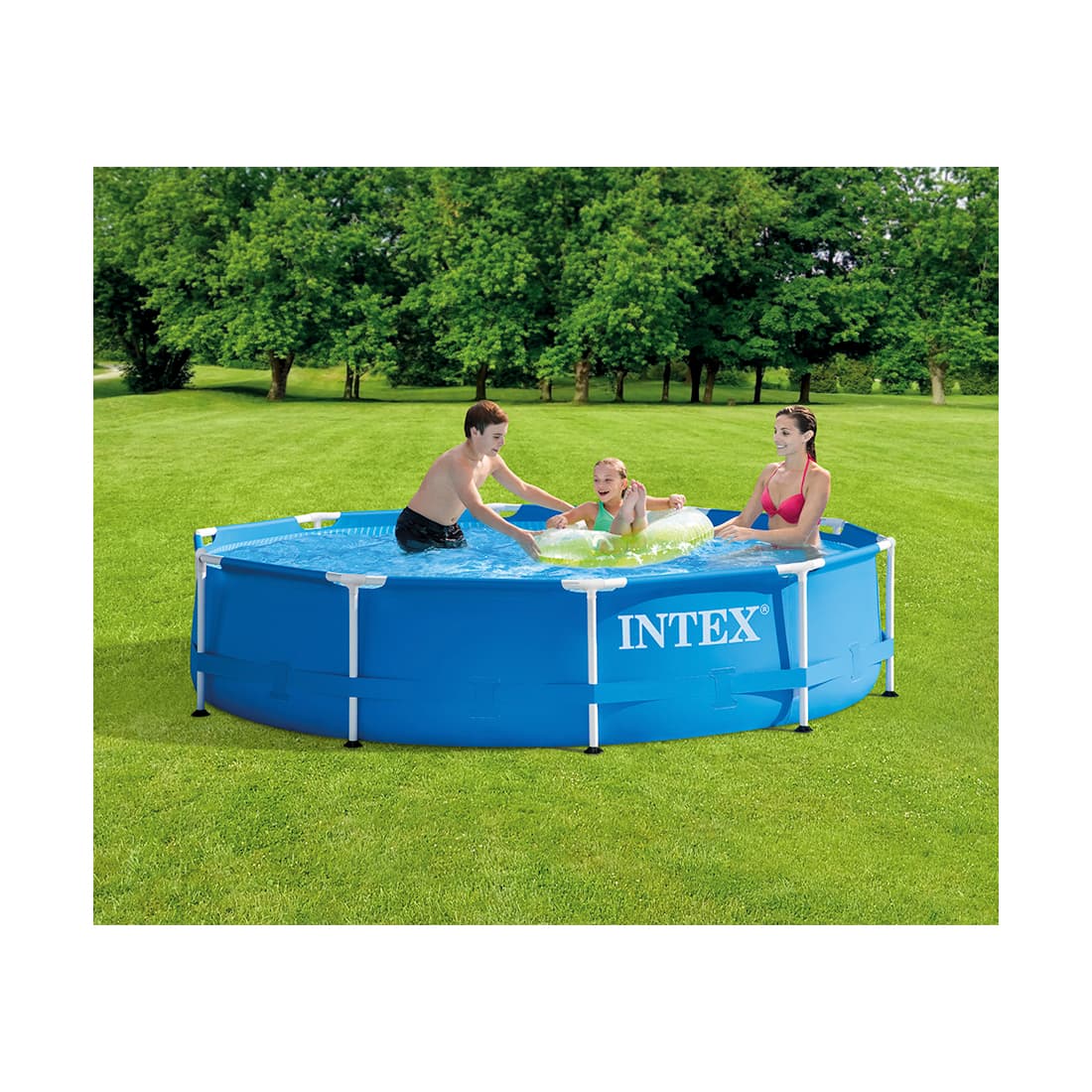 Каркасный бассейн Metal Frame 305 х 76 см, INTEX, 28202NP, Винил, 4485 л., Стальной каркас, Ф-насос 28602 (1250л/ч), Синий, Цветная коробка