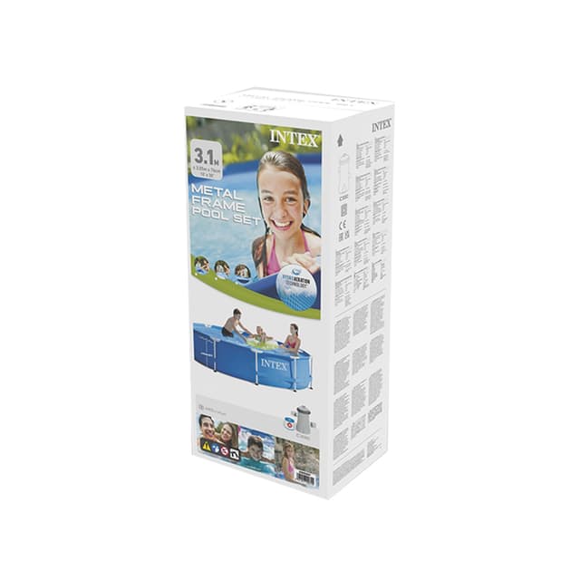 Каркасный бассейн Metal Frame 305 х 76 см, INTEX, 28202NP, Винил, 4485 л., Стальной каркас, Ф-насос 28602 (1250л/ч), Синий, Цветная коробка