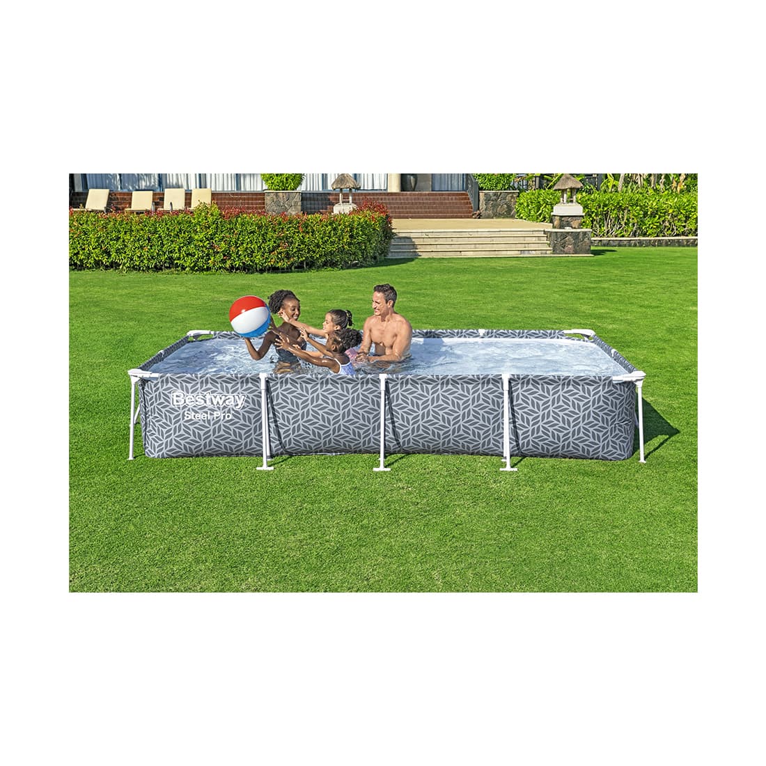 Каркасный бассейн Steel Pro 366 х 201 х 66 см, BESTWAY, 561FV, Винил, 4000 л., Стальной каркас, Ф-насос 58381 (1249л/ч), Серый принт, Цветная коробка