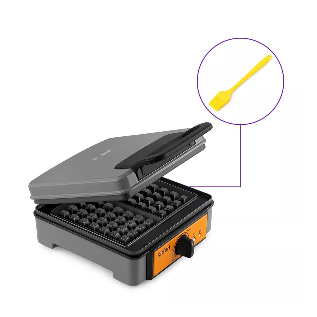 Вафельница для бельгийских вафель, Kitfort, КТ-1694, Мощность 1200 Вт, Длина шнура 0,6 м
