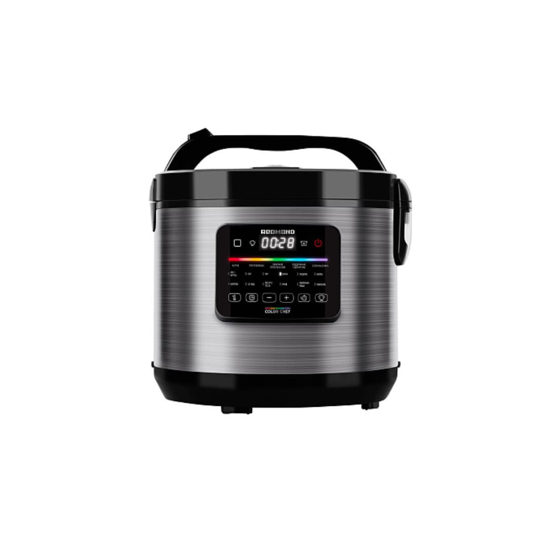 Мультиварка, Redmond, MC109, Объем чаши 5л, 14 автоматических программ, Сенсорное управление, Термодатчик, LED дисплей, Таймер, Автоподогрев, Мощность 860 Вт, Длинна шнура 1.2м, Черный/стальной