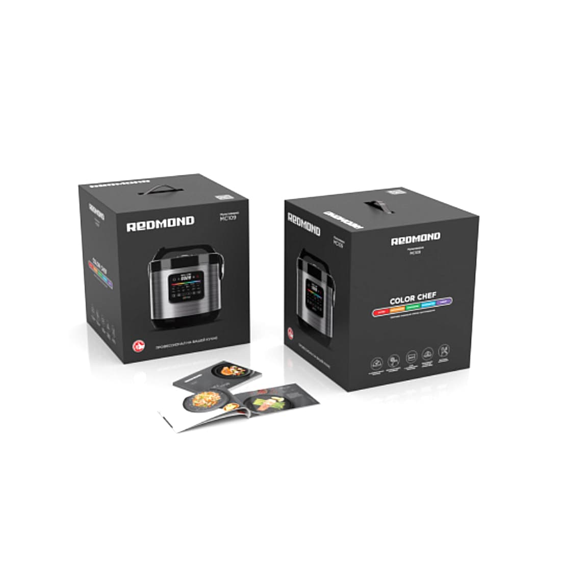 Мультиварка, Redmond, MC109, Объем чаши 5л, 14 автоматических программ, Сенсорное управление, Термодатчик, LED дисплей, Таймер, Автоподогрев, Мощность 860 Вт, Длинна шнура 1.2м, Черный/стальной