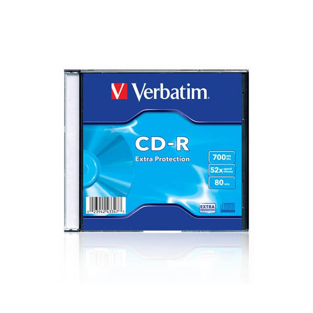 Диск CD-R, Verbatim, (43347) 700MB, 52х, 1шт в упаковке, Незаписанный