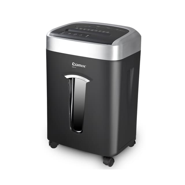 Уничтожитель бумаг, COMIX, S6610, A4, CD, Кредитные карты, Скрепки, Подача: 10 лист., Уровень секретности: 4, Скорость 3 м/мин, Ёмкость корзины 35 л., 58 дБ, Микро резка 2х6 мм., Черный