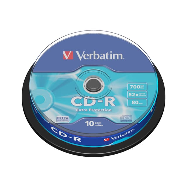 Диск CD-R, Verbatim, (43437) 700MB, 52х, 10шт в упаковке, Незаписанный