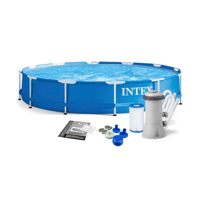 Каркасный бассейн Metal Frame 366 х 76 см, INTEX, 28212NP, Винил, 6503 л., Стальной каркас, Ф-насос 28604 (2006л/ч), Синий, Цветная коробка