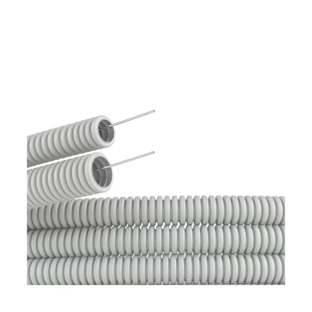 Труба ПВХ гибкая гофр., DKC, 91916, д.16мм, лёгкая с протяжкой, 100м, цвет серый
