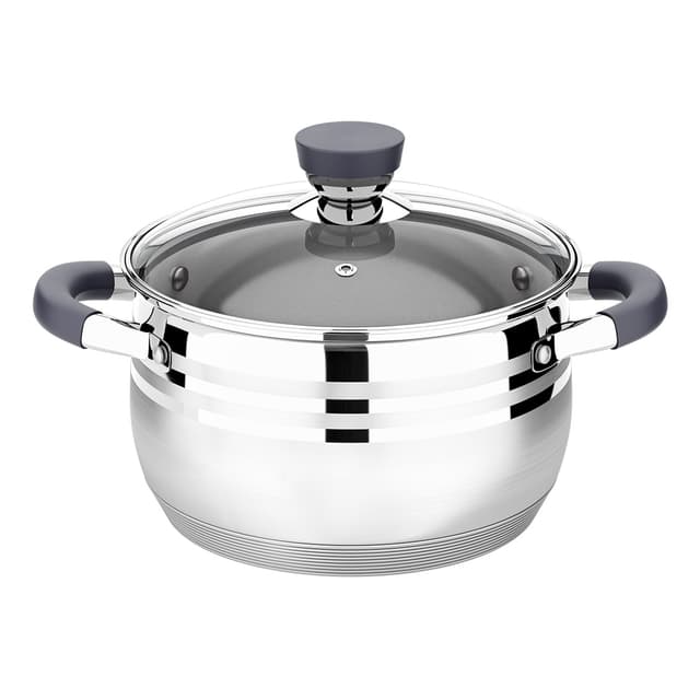 Кастрюля, LARA, MERCURY LR02-471, Диаметр 18 см,Высота 11.5 см, Объем 2.9л, Нержавеющая сталь/Стекло, Для всех типов плит, Мойка ручная/в посудомоечной машине, Стальной