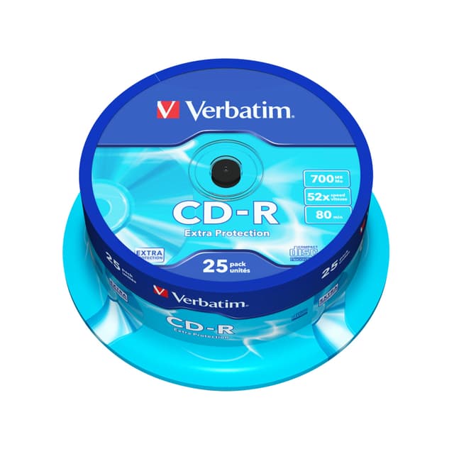 Диск CD-R, Verbatim, (43432) 700MB, 52х, 25шт в упаковке, Незаписанный