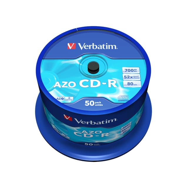 Диск CD-R, Verbatim, (43343) 700MB, 52х, 50шт в упаковке, Незаписанный