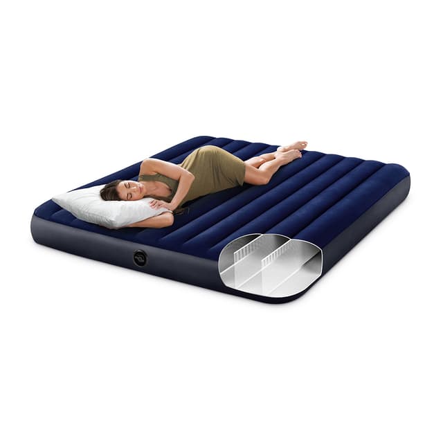 Матрас надувной Classic Downy (King) 203 х 183 х 25 см, INTEX, 64755, Винил, Синий, Цветная коробка