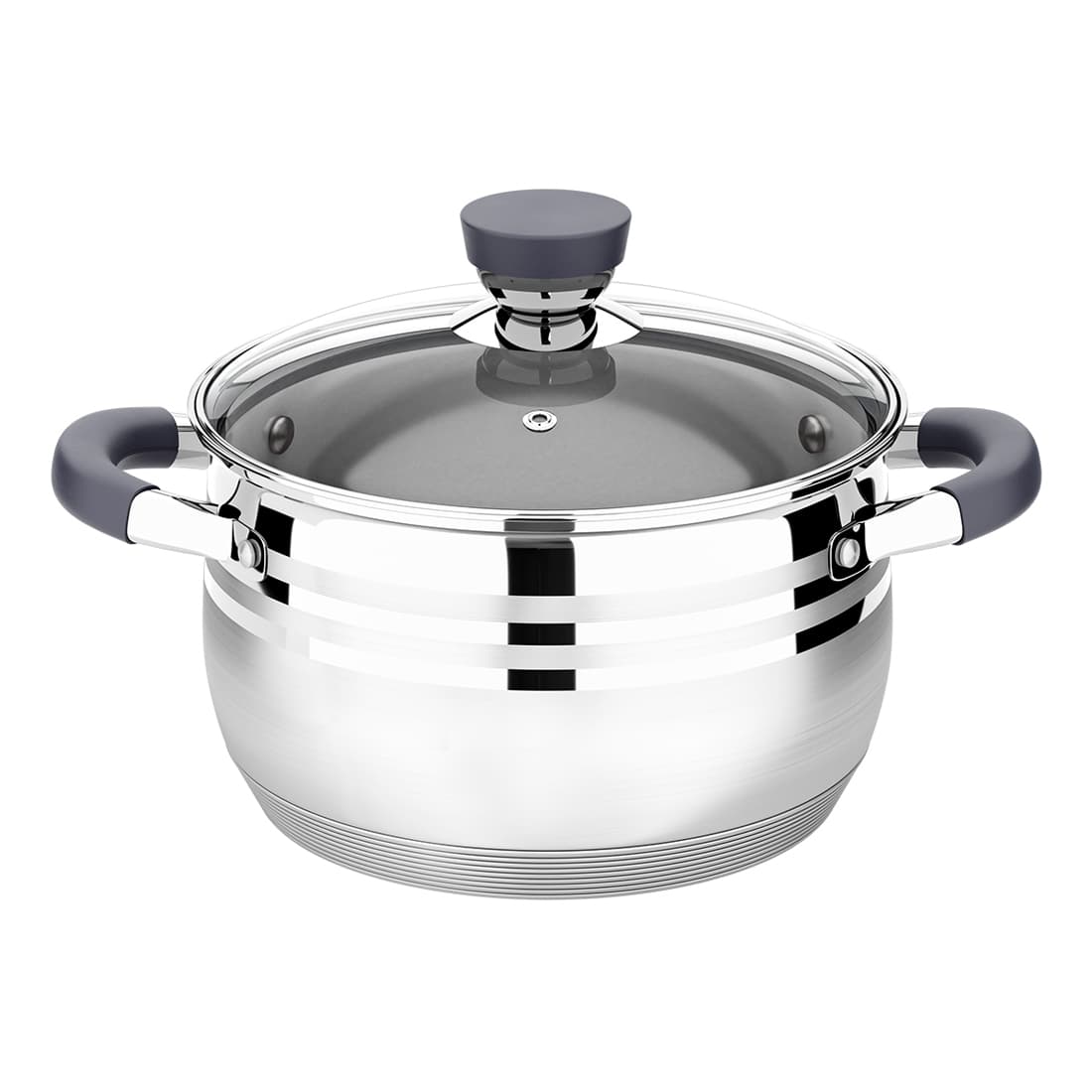 Кастрюля, LARA, MERCURY LR02-472, Диаметр 20 см,Высота 12.5 см, Объем 3.9л, Нержавеющая сталь/Стекло, Для всех типов плит, Мойка ручная/в посудомоечной машине, Стальной