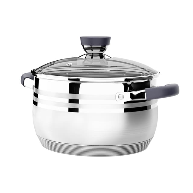 Кастрюля, LARA, MERCURY LR02-472, Диаметр 20 см,Высота 12.5 см, Объем 3.9л, Нержавеющая сталь/Стекло, Для всех типов плит, Мойка ручная/в посудомоечной машине, Стальной