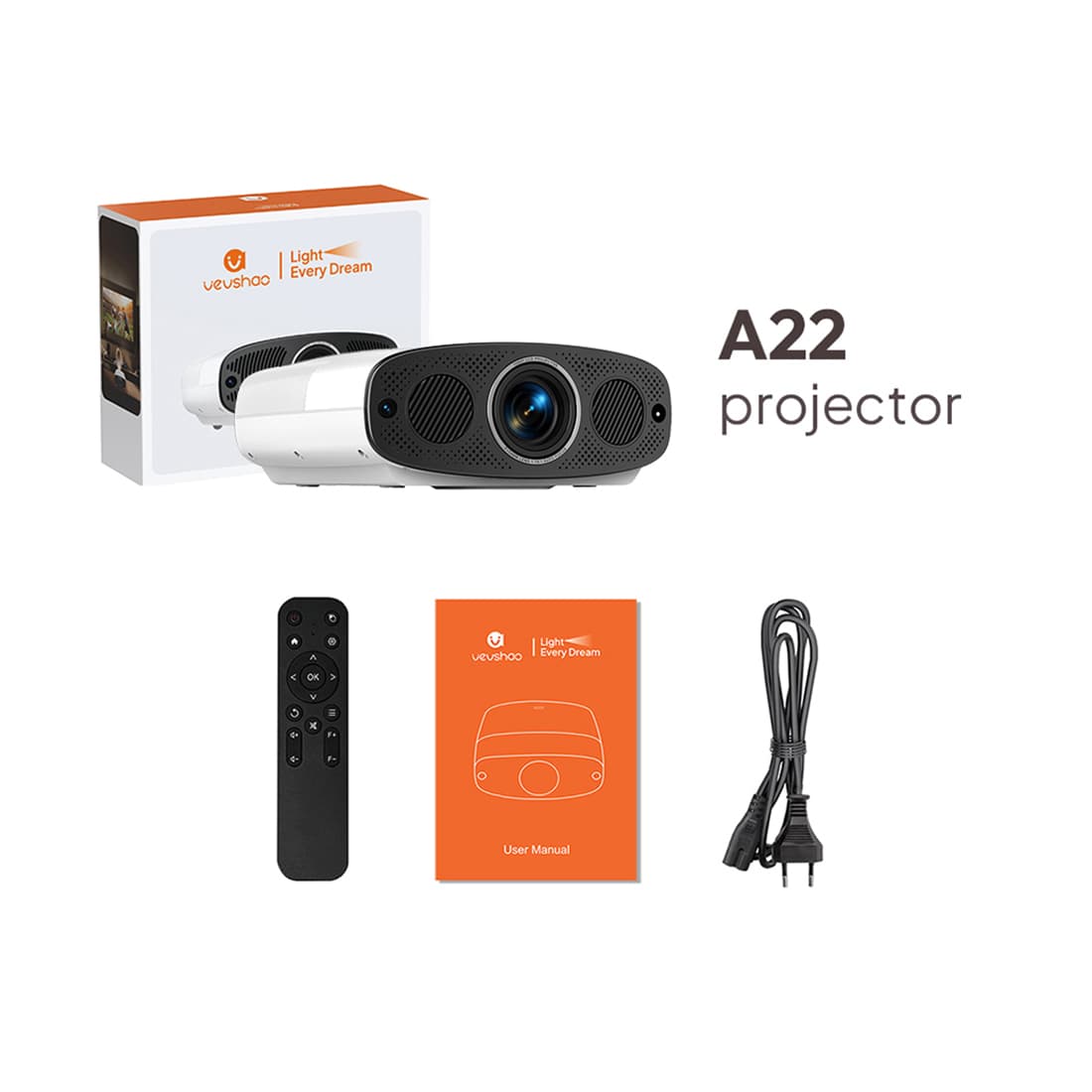 Проектор, BYINTEK, A22, LCD, Full HD, 19201080, 1000 люмен, 20000:1, USB 2.01, белый