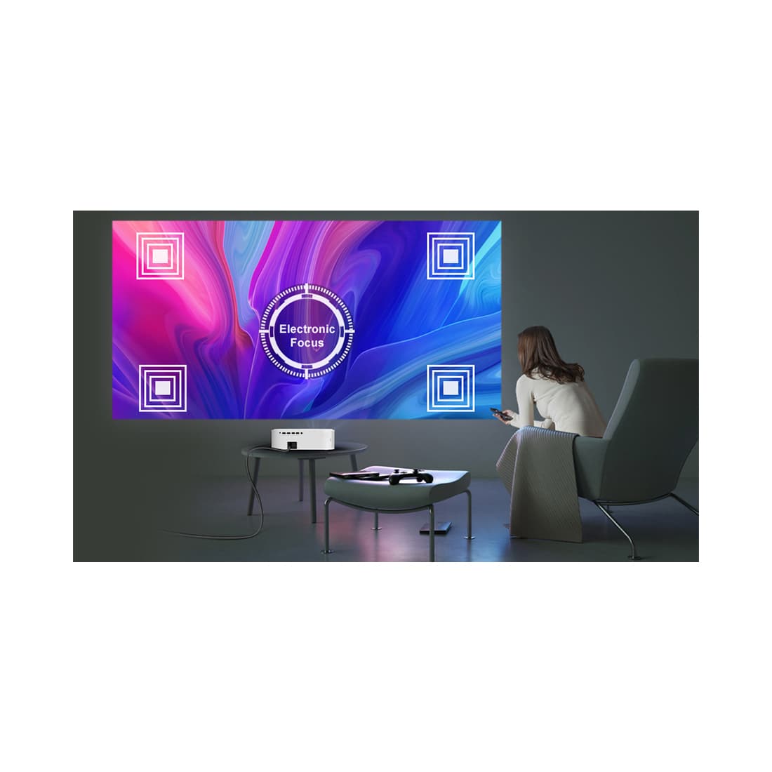 Проектор, BYINTEK, K45 Smart, автофокус, Google Android 9.0, LCD, FHD, 1920*1080, 700 ANSI люмен, 18000:1, 5W *2, USB*2, HD*2, белый