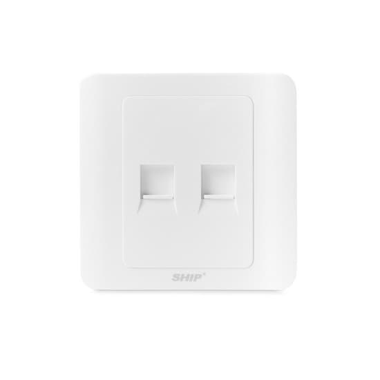 Лицевая панель телекоммуникационная, SHIP, A160-2А, Под 2 модуля, С пылезащитными шторками, 86x86 мм, (Без модулей)