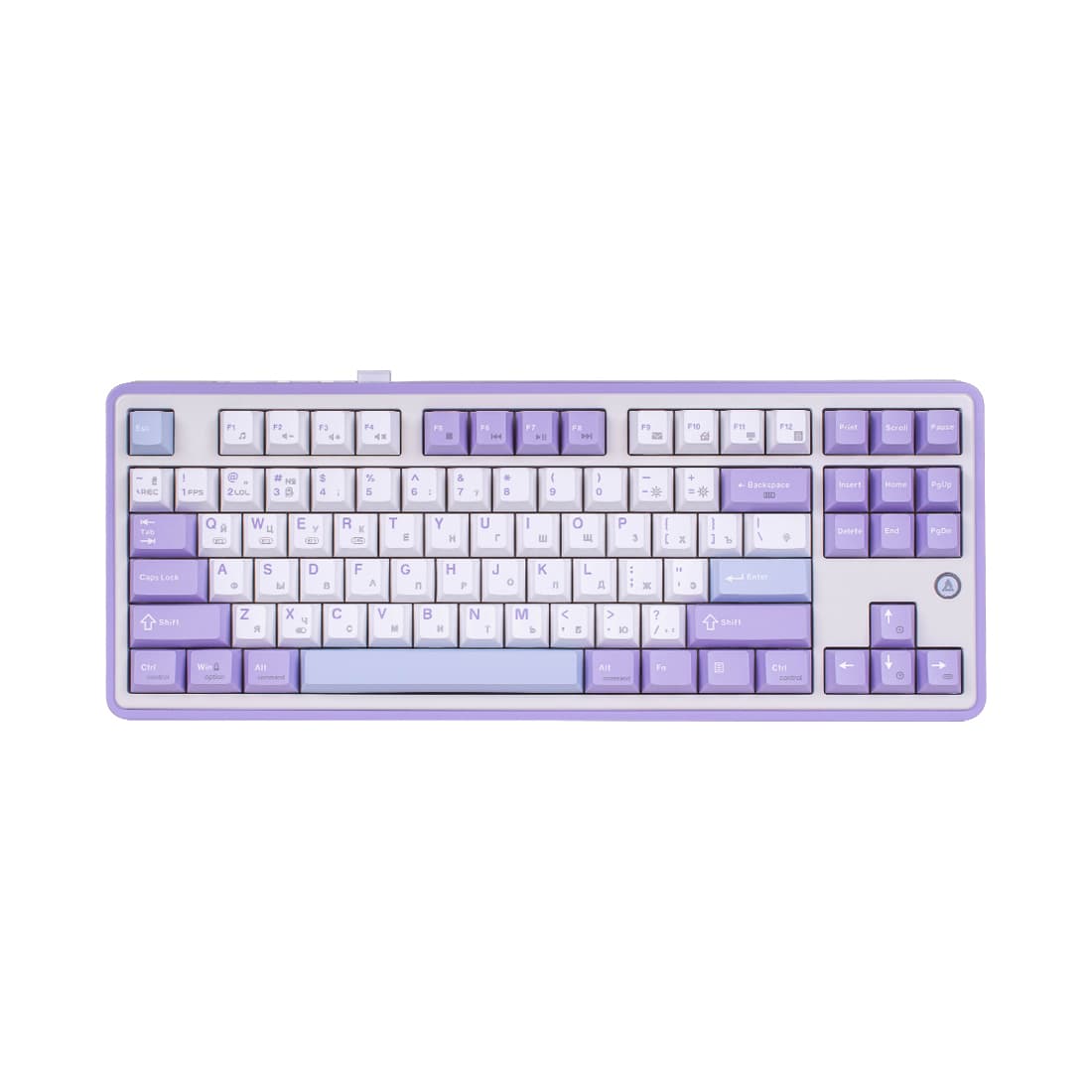 Клавиатура, Ajazz, AK870/Gift/PWB, AK870, Игровая, Механическая, TKL, Gift Switches, USB, 2,4 ГГц, Bluetooth, Подсветка RGB, Размер: 370 x 148 x 29,6 мм., Анг/Рус, Белый