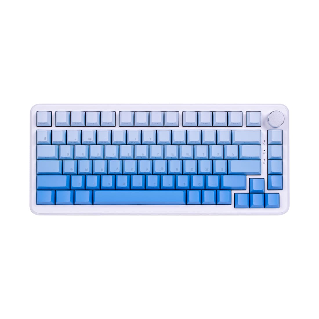 Клавиатура, Ajazz, AK820/MAX/SeaV2/Blue, AK820 MAX, Игровая, Механическая, 75%, Sea Salt Switches, USB, 2,4 ГГц, Bluetooth, Подсветка RGB, Анг/Рус, Голубой