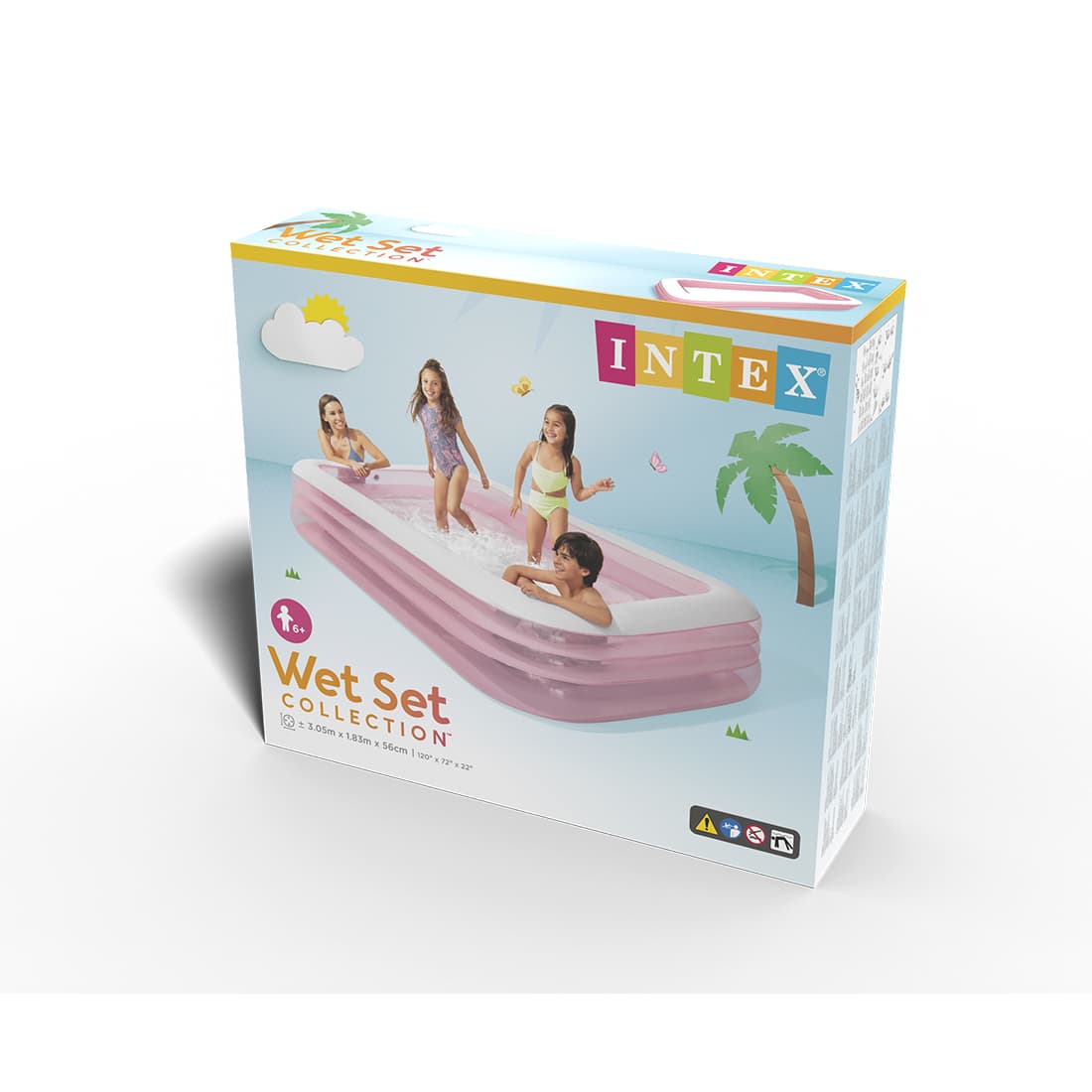 Семейный надувной бассейн Swim Center Family 305 х 183 х 56 см, INTEX, 58487NP, Винил, 1050л., 6+, Розовый, Цветная коробка