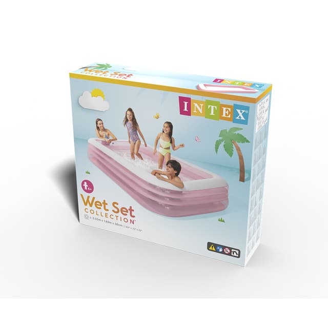 Семейный надувной бассейн Swim Center Family 305 х 183 х 56 см, INTEX, 58487NP, Винил, 1050л., 6+, Розовый, Цветная коробка