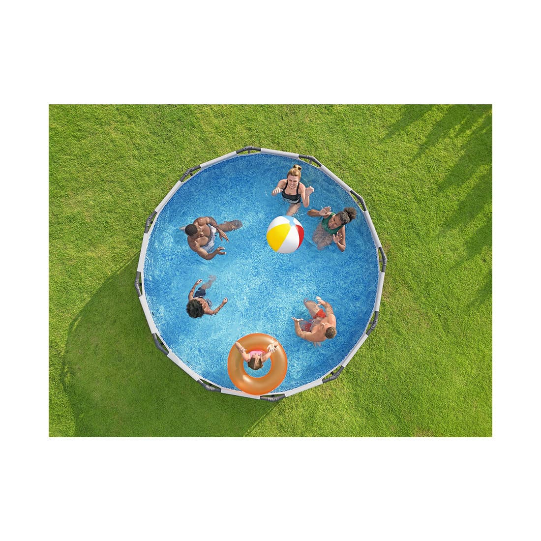 Каркасный бассейн Steel Pro MAX 366 х 100 см, BESTWAY, 56260, Винил, 9150 л., Стальной каркас, Ф-насос 58383 (2006л/ч), Серый, Цветная коробка