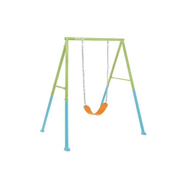 Качели детские, INTEX, 44113, Сталь/винил, 2 вида сидений в наборе, 1.5-10 лет, 170x235x200см, , Зелёная, Цветная коробка