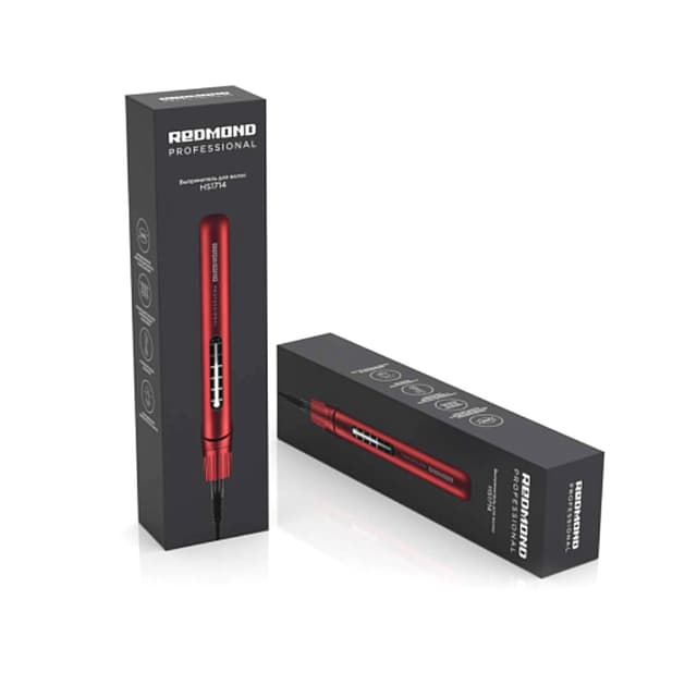 Выпрямитель для волос, Redmond, HS1714, Мощность 55 Вт, Количество температурных режимов 4, Диаметр 32 мм, Тип пластин плавающие, Покрытие пластин керамическое, Индикация есть,Дисплей есть, Цвет Красный