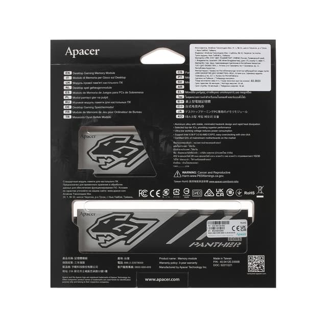 Комплект модулей памяти, Apacer, Panther AH5U32G56C5227BAA-2, DDR5, 32GB (Kit 2x16GB), DIMM, CL40, <PC5-44800/5600MHz>