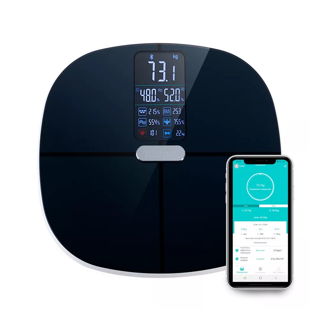 Весы, Kitfort, КТ-809, Материал корпуса / платформы пластик, Максимальная нагрузка 180 кг, Точность измерения (шаг деления) 100 г, Единицы измерения килограммы, Цвет Чёрный