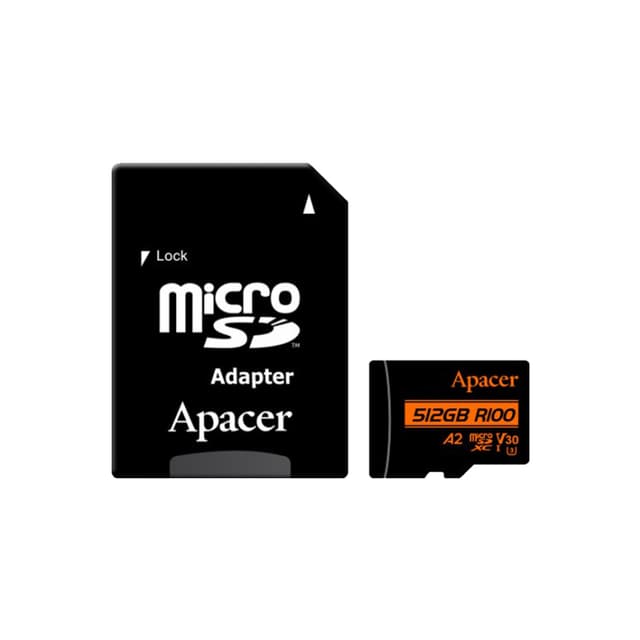 Карта памяти, Apacer, AP512GMCSX10U8-R, MicroSDXC 512GB, с адаптером SD