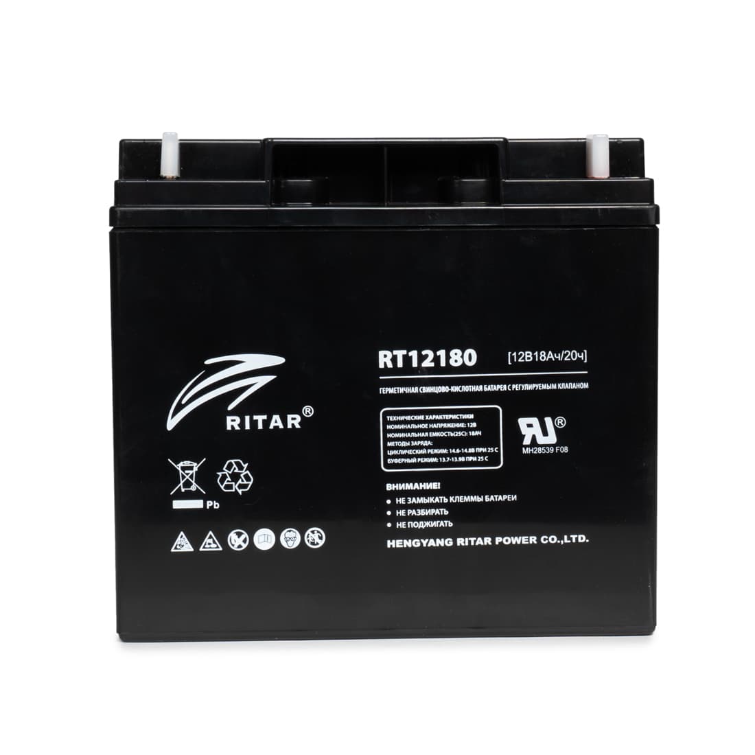 Батарея, Ritar, RT12180, Свинцово-кислотная 12В 18 Ач, Вес нетто: 4,85 кг, Размер в мм.: 181*77*167