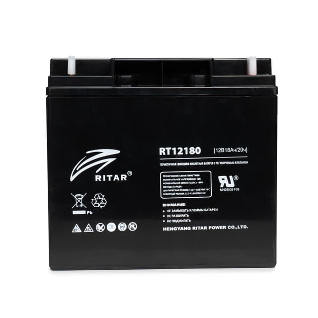 Батарея, Ritar, RT12180, Свинцово-кислотная 12В 18 Ач, Вес нетто: 4,85 кг, Размер в мм.: 181*77*167