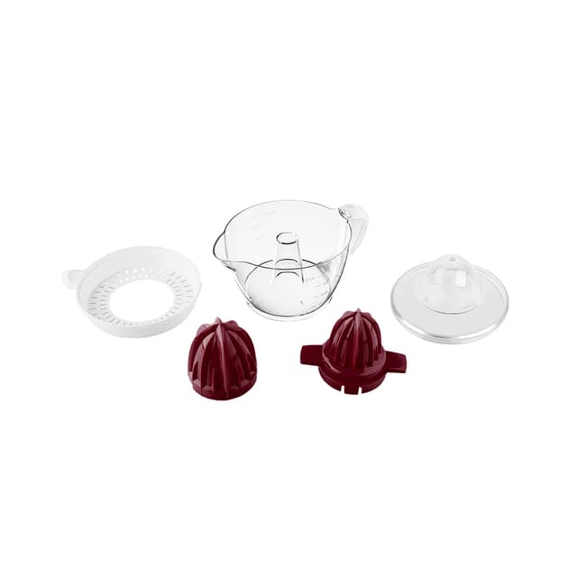 Соковыжималка цитрусовая, Scarlett, SC-JE50C06, Мощность 25 Вт, Резервуар для сока 700 мл, 2 насадки для разных размеров цитрусовых, Белый с красным