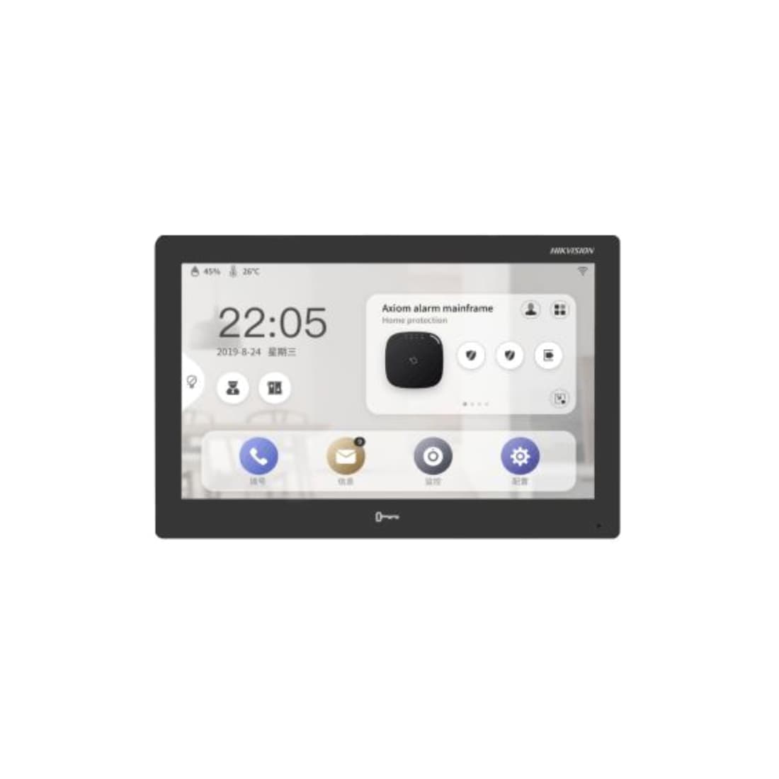 IP видеодомофон, Hikvision, DS-KH9510-WTE1 (Black)(B), 10.1 дюйм, Android, Wi-Fi, 1024x600