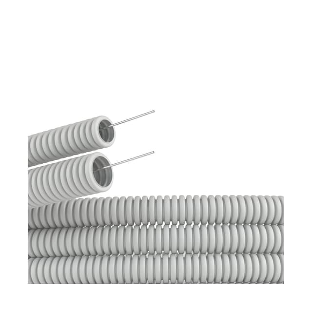 Труба ПВХ гибкая гофр., DKC, 91932, д.32мм, лёгкая с протяжкой, 25м, цвет серый