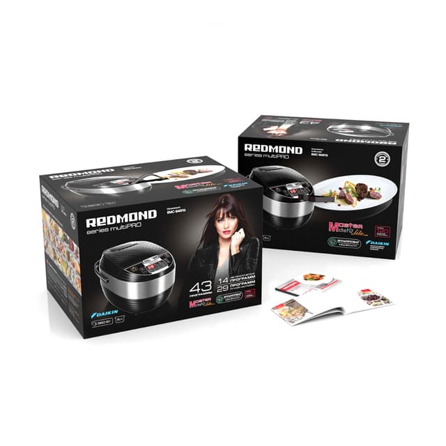 Мультиварка, Redmond, RMC-M4516, 860 Вт, Автоматических программ 14, Покрытие чаши антипригарное DAIKIN, Объем чаши 5 л, Полезный объем чаши 3,5 л, Дисплей LED, Черный