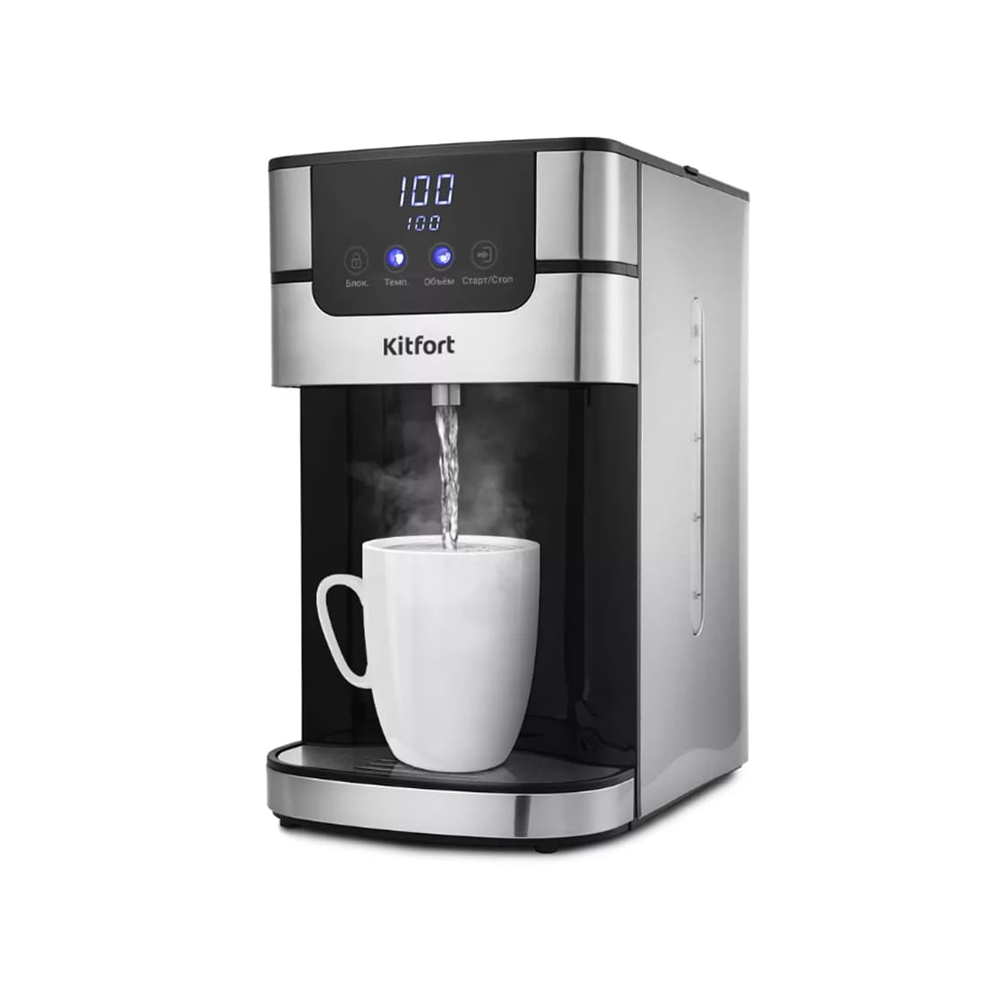 Термопот, Kitfort, КТ-2501,>Объем 4 л, Мощность 2618 Вт, Подача воды электронасос, Тип нагревательного элемента закрытый ,Материал колбы пластик