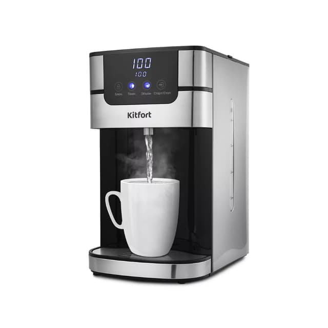 Термопот, Kitfort, КТ-2501,>Объем 4 л, Мощность 2618 Вт, Подача воды электронасос, Тип нагревательного элемента закрытый ,Материал колбы пластик