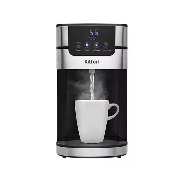 Термопот, Kitfort, КТ-2501,>Объем 4 л, Мощность 2618 Вт, Подача воды электронасос, Тип нагревательного элемента закрытый ,Материал колбы пластик