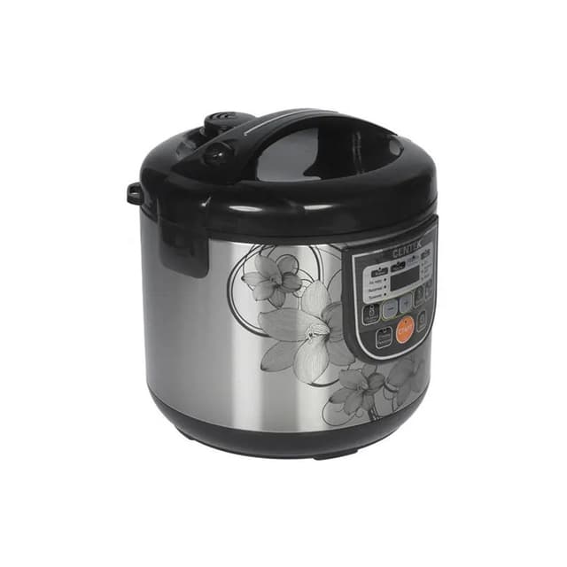 Мультиварка, Centek, CT-1498 Ceramic, Чёрный/сталь, 700Вт, 5.0л, Керамическое покрытие чаши,10 пр-м, Цвет Серебритсый