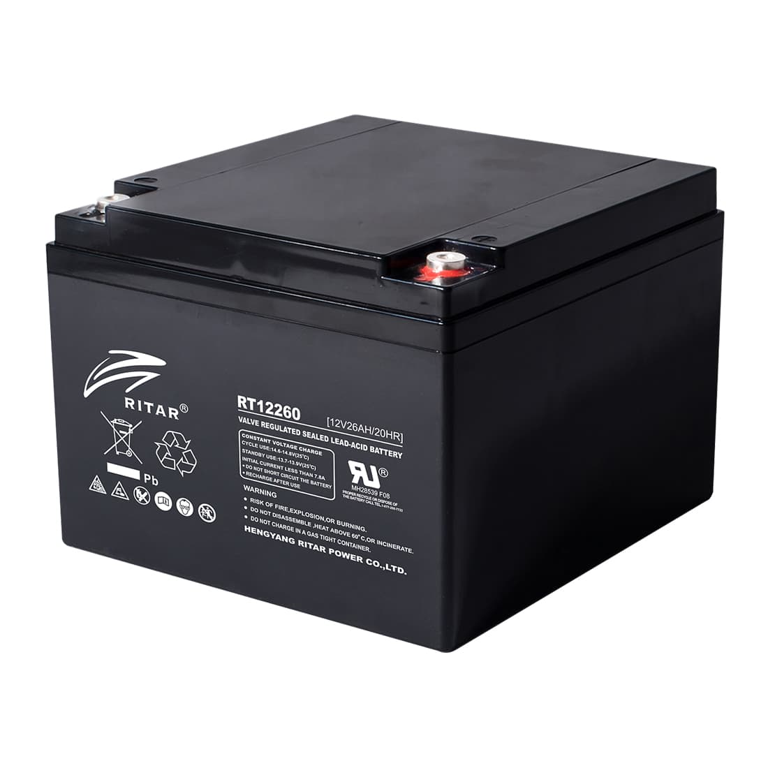 Батарея, Ritar, RT12260 , Свинцово-кислотная 12В 26 Ач, Вес нетто: 7,40 кг, Размер в мм.: 166*176*125