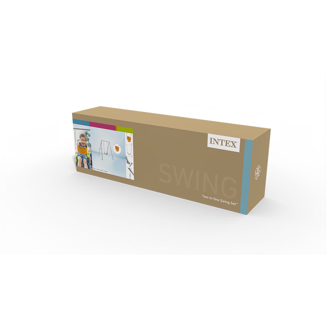 Качели детские, INTEX, 44114, Сталь/винил, 2 вида сидений в наборе, 1.5-10 лет, 170x235x200см, Серые, Цветная коробка