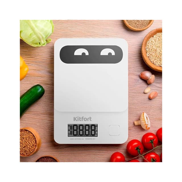 Весы кухонные, Kitfort, КТ-817-2, Мак вес 3 кг, Точность до 0.1г, Рабочий диапазон температур 0–150 °C, Питание от батареек 2 хААА, Белый