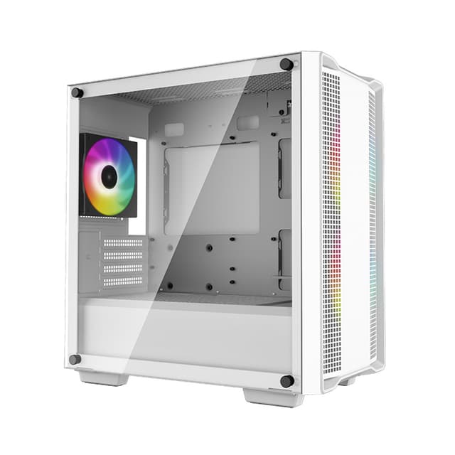 Компьютерный корпус, Deepcool, CC360 WH ARGB R-CC360-WHAPM3-G-1, Mini-ITX/Micro ATX, USB 3.0/2.0, HD-Audio+Mic, Кулер 3*120мм ARGB, Высота процессорного кулера до 165мм, Длина VGA до 320мм, 2*3.5"/2+1*2.5", Толщина 0,5мм, 418x215x431мм, Без Б/П, Белый