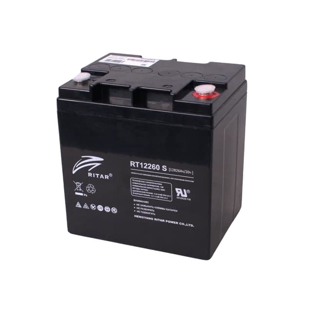 Батарея, Ritar, RT12260 S, Свинцово-кислотная 12В 26 Ач, Вес нетто: 8,30 кг, Размер в мм.: 165*125*174