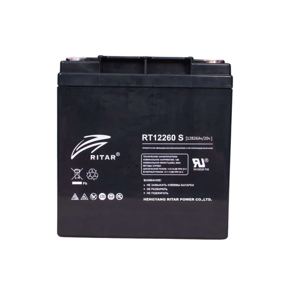 Батарея, Ritar, RT12260 S, Свинцово-кислотная 12В 26 Ач, Вес нетто: 8,30 кг, Размер в мм.: 165*125*174